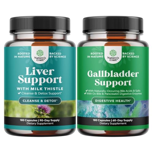 [BRSREBQTAUHBAF3O] Bundle of Liver Cleanse Detox & Repair - Silymarin Milk Thistle with Dandelion Root Choline Beetroot & Artichoke Extract and Ox Bile Salts for Gallbladder Support with Pancreatin Digestive Enzymes Ox