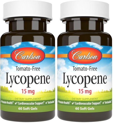 [BRSREADROUFWGYLL] Carlson - Lycopene, 15 mg, Tomato-Free, Prostate Health & Circulation Support, Optimal Wellness, 60 Softgels (Pack of 2)