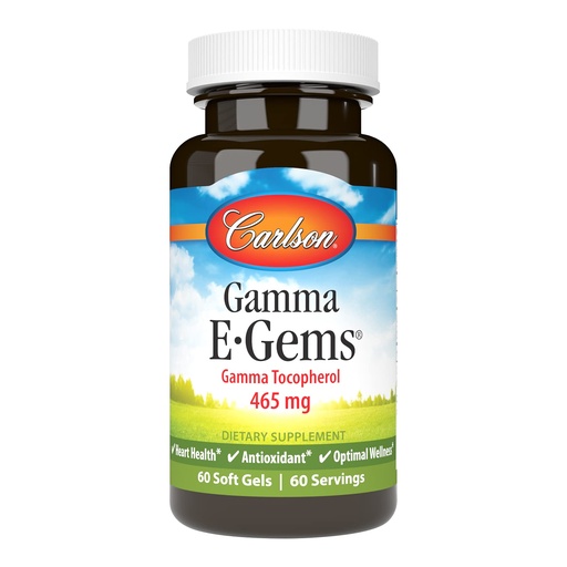 [BRSWGYD4OYGRYAY4] Carlson - Gamma E-Gems, Gamma Tocopherol 465 mg, Heart Health & Optimal Wellness, Antioxidant, 60 Soft gels