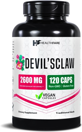 [BRSRMHYZB5YAYYDX] Healthfare Devils Claw Root ← 2600mg Herbal Supplement TEN 120 Vegan Capsules ← Concentrated Root Extract for Joint Support ← Non-GMO, Gluten-Free TEN Made in USA