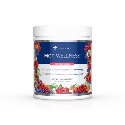 [BRSRMBQ6PIFW2H3J] Gundry MD MCT Wellness Powder to Support Energy, Ketone Production and Brain Health, Keto Friendly, Sugar Free (30 Servings) (Raspberry Medley)