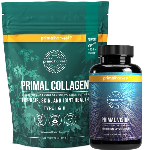 [BRSROYIZAB6GO3AV] Primal Harvest Collagen Powder & Vision Supplements for Women and Men Vision and Eye Support Complex with Lutein, Zeaxanthin Bundle