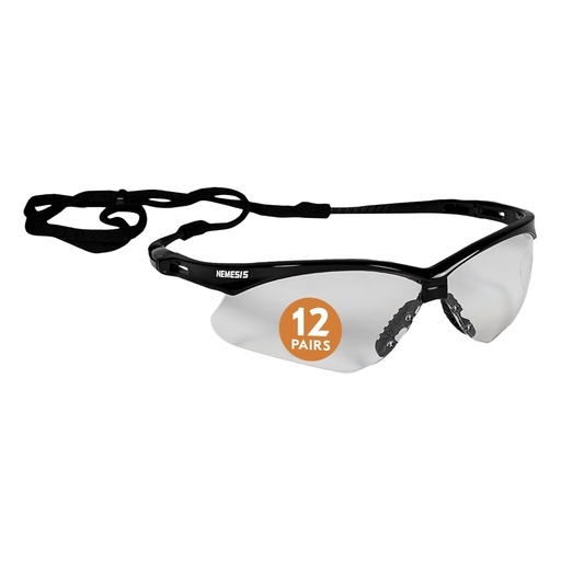 [BRSWI23ROEIGMCDI] KleenGuard™ V30 Nemesis™ Safety Glasses (25676), Clear Lenses, Black Frame, Unisex Eyewear for Men and Women (12 Pairs/Case)