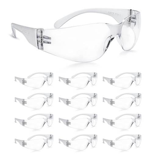[BRSWYYL2CUPGA2TH] amoolo Clear Safety Glasses Bulk of 24, Protective Eyewear for Men Women, ANSI Z87.1 Impact Resistant Eye Protection for Work, Lab, Construction