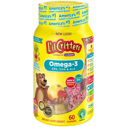 [BRSWIZAOBIIAAAIZ] Lil Critters Omega-3 DHA, Lemonade,Chewable, 60 Count, Pack of 2