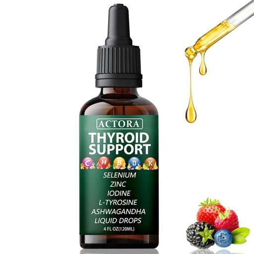 [BRSREC33AQMR4YDZ] savari Actora Thyroid Support Liquid Drops - with Selenium Zinc Iodine L-Tyrosine Ashwagandha, Multivitamin - for Hormonal Balance, Gut Health, Mood, Sleep Support - 4 fl. oz (120mL) - 1 Piece