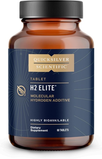 [BRSWG2QHCR7B4YLV] Quicksilver Scientific H2 Elite - Molecular Hydrogen for Energy + Metabolism Support, Water Tablets perfect for Open Containers - Magnesium Malate Drink Additive (60 Molecular Hydrogen Tablets)