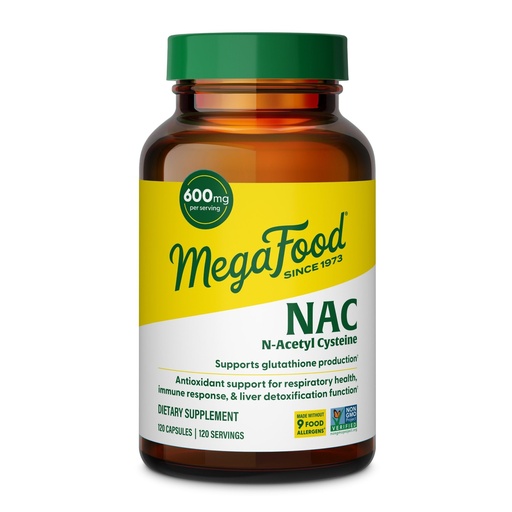 [BRSREEDYOIIA2DYY] MegaFood NAC Supplement N-Acetyl Cysteine 600mg Per Serving - Promotes Production of Glutathione - Liver Support & Immune Support Supplement - Vegan, Non GMO - 120 Capsules, 120 Servings