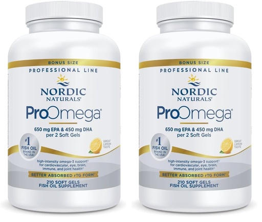 [BRSRGFI7BYBWKGTU] Nordic Naturals ProOmega, Lemon Flavor - 210 Soft Gels - 1000 mg Omega-3 - High-Potency Fish Oil with EPA & DHA - Promotes Brain, Eye, Heart, & Immune Health - Non-GMO - 105 Servings (Pack of 2)