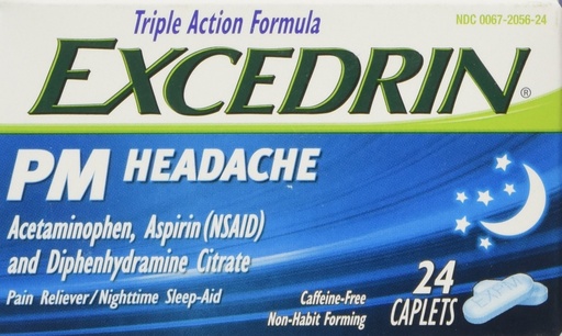 [BRSWGHQLBEMWKETZ] Excedrin PM Headache Caplets, 24 Count