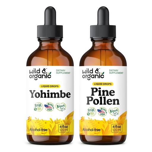 [BRSREZI6DJ5G2C3U] Wild & Organic Yohimbe Tincture 4 fl oz & Pine Pollen Tincture 4 fl oz