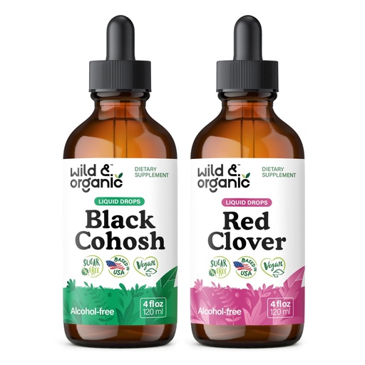 [BRSRABD5CAHBO3TA] Wild & Organic Black Cohosh Tincture 4 fl oz & Red Clover Tincture 4 fl oz