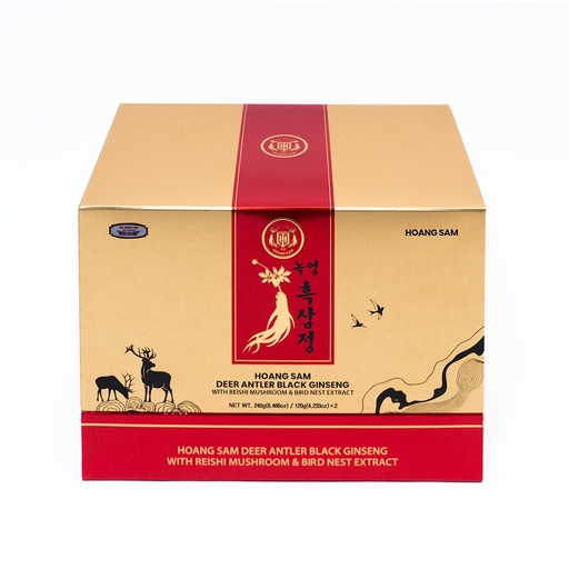 [BRSRAAD6BMPB6FD5] 1 Box Set - Hoang Sam Black Ginseng with Reishi Mushroom Extract - Cao Cot Tu Quy Dai Bo - 120 g Glass Jar with 2 Glass Jar per Order - Product of South Korea