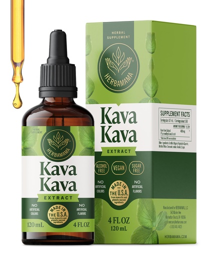 [BRSREEAFCQHBG3LG] HERBAMAMA Kava Kava Tincture - Vegan Relaxation & Mood Support with Root Extract - Non-GMO, Alcohol & Sugar-Free Liquid Calming Supplement, 168-Day Supply