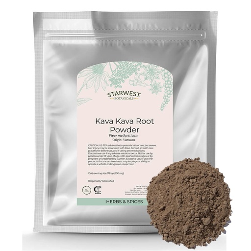 [BRSWIGAPBIORS3A7] Starwest Botanicals Kava Kava Root Powder - Dried Herb for Tea & Beverages, Natural Piper Methysticum, Wildcrafted, Finely Ground, Certified Kosher - Bulk 1 lb Bag