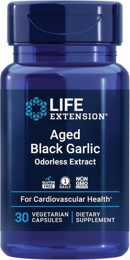 [BRSRAZY3BMNRE3IY] Life Extension Aged Black Чесън, Heart Health Support Appliment, Кръвно налягане Здравна поддръжка, Cholesterol Здравна поддръжка, Once-Daily, Gluten Free, Vegetarian, Non-GMO, 30 капсули