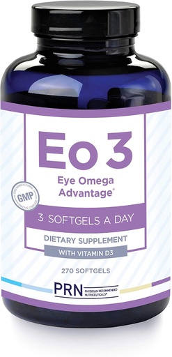 [BRSWYAQLCEHWGGTK] PRN 눈 오메가 이점 (Eo3) 보충교재 - 270 Softgels, 90 일 공급 - 920mg EPA, 920mg DHA, Lutein & Zeaxanthin를 가진 Re-Esterfied 오메가 3 Triglyceride 모양 눈 비타민 Macula, Retina 지원