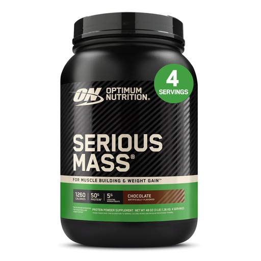 [BRSWIFA5PIGAYDTE] Optimum Nutrition Serious Mass, Weight Gainer Protein Powder, Mass Gainer, Vitamin C and Zinc for Immune Support, Creatine, Chocolate, 3 Pound (Packaging May Vary)