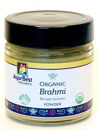 [BRSW2FIBOQGQ22DU] Brahmi powder, Organic USDA certified, Kosher - Bacopa monnieri (2.8 oz Jar)