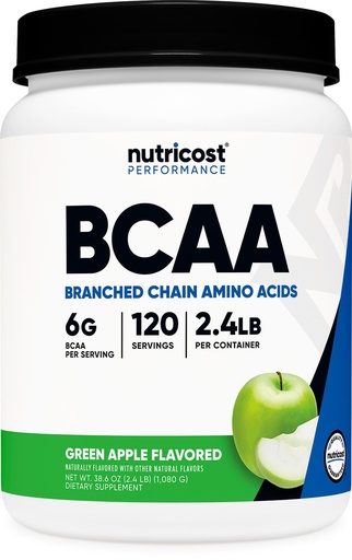 [BRSWECQBCIMGEYAV] Nutricost BCAA Powder 2:1:1, 120 Servings (Green Apple)