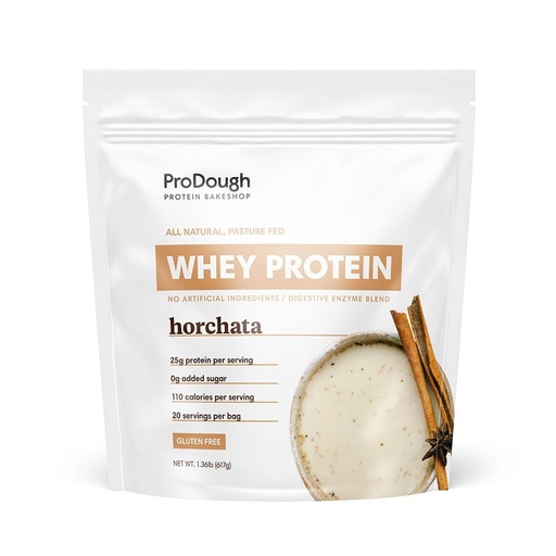 [BRSRMCAOOQNG2A3A] ProDough Gourmet Whey Isolate Hydrolized Protein Powder for Shake Mix- Easy Digest Enzyme Blend, 25g Protein per Serving, Natural Ingredients, Gluten Free, Keto Friendly (Horchata)