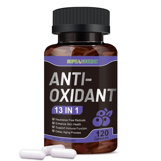 [BRSRAAQPOAGRYYAU] 13-in-1 Antioxidants Supplement with NAD, NMNH, Resveratrol, Glutathione & PQQ - Natural Herbal & Fruit Formula - 120 Capsules (60-Day Supply)