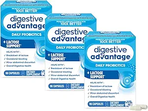 [BRSWGHQBO4IW2CQ6] Digestive Advantage Lactose Defense Enzymes + Probiotics for Women & Men Occasional Bloating, Lactose Breakdown, Minor Abdominal Discomfort, Immune Support, 96 Count Capsules (2 Pack)
