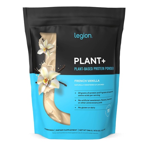 [BRSRGGT3DINWG3AY] LEGION Plant+ Vegan Protein Powder, Vanilla - Rice and Pea, Plant Based Protein Blend. Gluten Free, GMO Free, Naturally Sweetened and Flavored, 40 Servings (Vanilla)