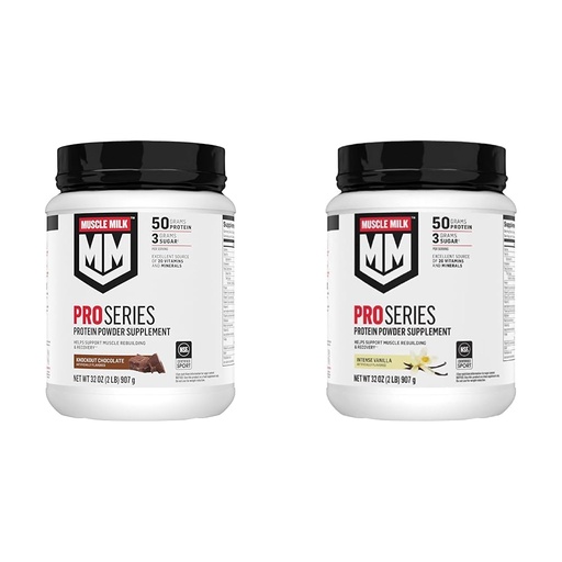 [BRSRAZYRBUJWYE35] Muscle Milk Pro Series Protein Powder, Knockout Chocolate & Intense Vanilla, 2-2 Pound Bags, 50g Protein, 20 Vitamins & Minerals