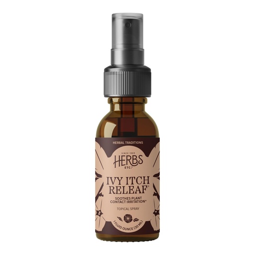 [BRSWIYQPCUPBCYI5] Herbs Etc. Ivy Itch ReLeaf Topical Spray - Herbal Supplement for Soothing Irritation from Plant Contact - Jewelweed, Grindelia & Plantain - Gluten-Free, Organic & Vegan - 1 fl oz