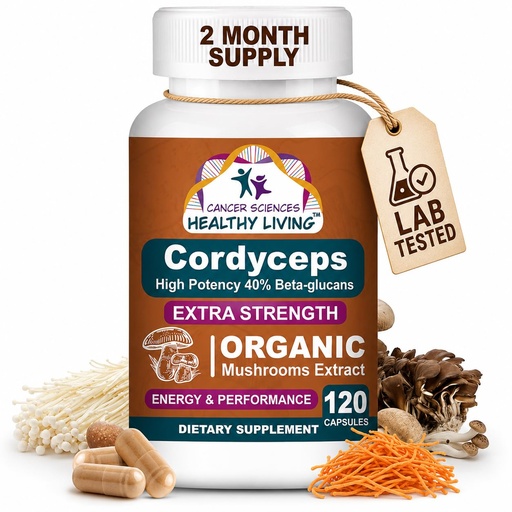 [BRSRA2YZCICW2HLV] Cordyceps Mushroom Supplement Capsules - 1,500mg Organic Mushroom Complex for Wellness, High Potency 40% Beta-Glucans, Immune Support Supplement for Energy & Stamina Booster, 120 Count