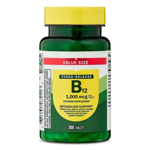 [BRSRECQBBN6BUEYZ] Vitamin B12 Timed-Release Spriing Vallley Tablets Dietary Supplement 1,000 Mcg - 300 Count (Pack of 1)