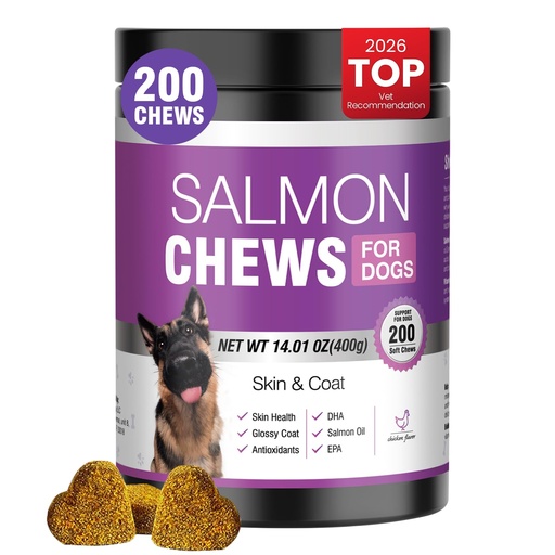 [BRSREZ32BV7GYGT2] Omega 3 Skin and Coat Supplement for Dogs 200 Chews Dog Fish Oil Supplements with EPA & DHA Fatty Acids Dry Skin Relief for Dogs Shedding Allergy Itching Promotes Heart Hip Joint Health Chicken Flavor