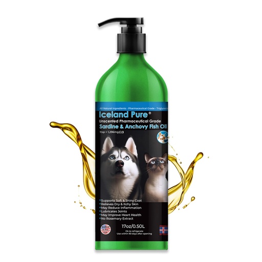 [BRSWIZYPOYGR6HLU] Sardine Anchovy Oil | 1296mg Omega | Unscented Pharmaceutical Grade | For Dogs & Cats | BPA-Free Brushed Aluminum Epoxy Coated Bottle with Pump 17 OZ