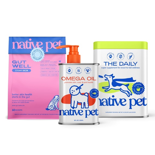 [BRSRGBATBACBYFL6] Native Pet Daily Wellness Bundle & Itchy Skin Relief for Dogs – 11-in-1 Vitamins and Supplements, Omega 3 Fish Oil for Dogs & Anti-Itch Supplement for Gut, Skin, Coat, Joint & Immune Support