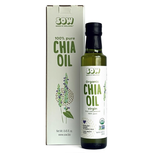 [BRSRA2QFBYBAAEIY] Seeds of Wellness - Organic Chia Seed Oil, Essential Bio Nutrients, Fatty Acids Omega-3 ALA Plant-Based, Cold-Pressed, Unrefined, Non GMO, 8.45 Fl Oz (250 ml) Glass Bottle, Pack of 1, Chile