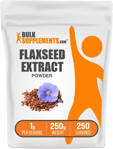 [BRSWKHY5CAIR2DTE] BulkSupplements.com Flaxseed Extract Powder - Omega-3 Supplement, Flaxseed Powder - Vegan & Gluten Free, 1g per Serving, 250g (8.8 oz) (Pack of 1)