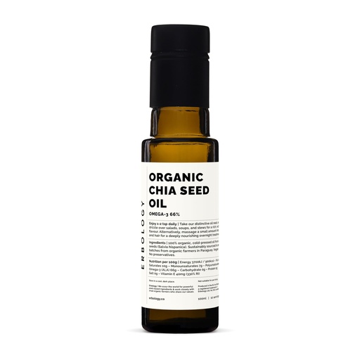 [BRSWKGYZB4IGYD3O] Erbology Organic Chia Seed Oil 3.4 fl oz - Cold-Pressed - Rich in Omega-3 (66%) and Vitamin E (330% RI) - No Additives or Preservatives - Sustainably Sourced - Vegan - GMO-Free