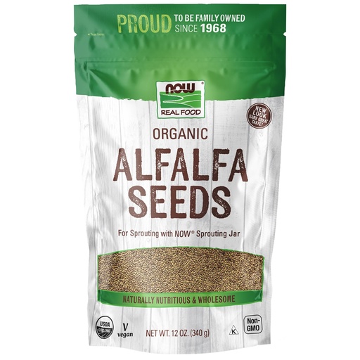 [BRSWIZQOOECGEGTE] NOW Foods, Organic Alfalfa Seeds For Sprouting, Grown in the USA, Certified Non-GMO, 12-Ounce (Packaging May Vary)