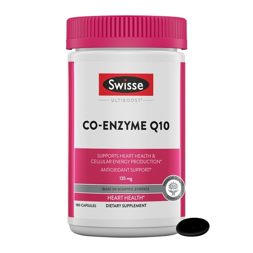 [BRSWG2Q2A4CRQFLZ] Swisse CoQ10 Supplement Co-Enzyme Q10 | 6 months Supply| Coenzyme Q10 Supports Heart Health and Ubiquinol Cellular Energy Production | CQ10 Antioxidant Support| Co Q 10 Supplement 135mg | 180 Softgels