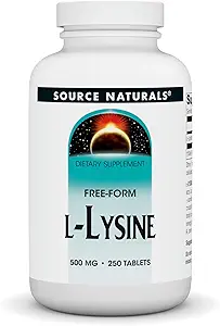 [BRSWIY35AQJQI23A] Source Naturals L-Lysine 500 mg Free Form - Amino Acid Supplement Supports Energy & Formation of Collagen* - 250 Tablets