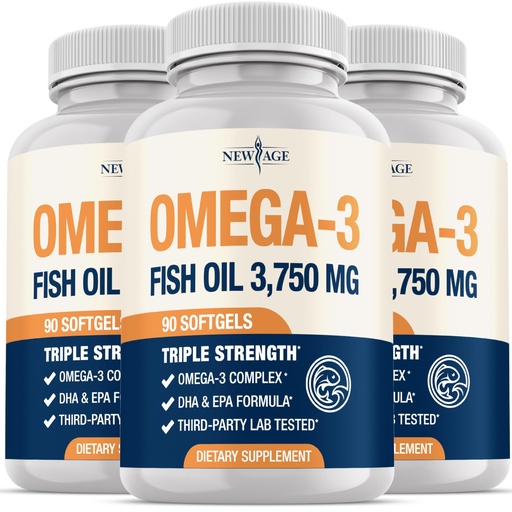 [BRSREZQBOIMG2DTP] Triple Strength Omega 3 Fish Oil 3750 mg - EPA & DHA - Over 3000mg Omega-3 Fatty Acids - 1350mg EPA + 900mg DHA - Best Essential Fatty Acids, Burpless Fish Oil - 270 Count