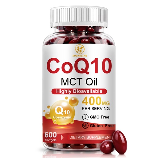 [BRSRGBT5BMAROFLP] CoQ10 400mg Per Serving, 600 Softgels Extra Strength with MCT Oil, Coenzyme Q10 as Ubiquinone, Antioxidant Support for Heart & Energy Health, Non-GMO,Gluten & Soy-Free,300-Day Supply