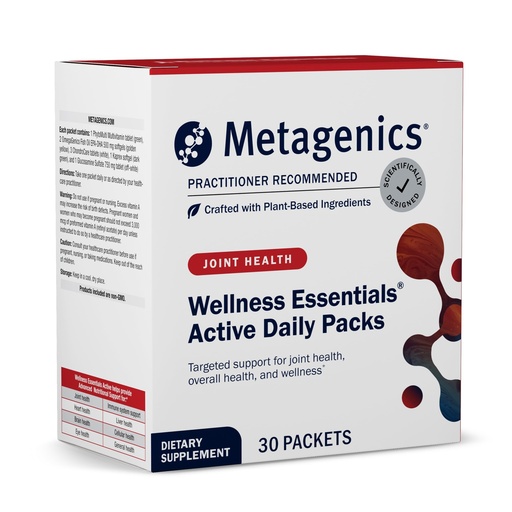 [BRSWIZIHDEMRECT2] Metagenics Wellness Essentials Active Daily Packs - with Glucosamine, Chondroitin, MSM, Magnesium, Vitamin C & Omega-3* - Supports Mobility, Cartilage & Bone Health* - 30 Packets