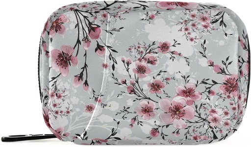 [BRSRMZIBBZYQY2TK] Naanle 7 Day Cherry Blossom Pill Organizer Bag with Zipper, Portable Weekly Case, Compact Size for Vitamin Supplement Holder