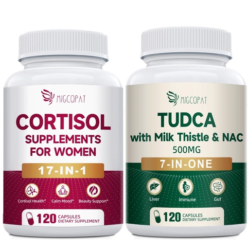 [BRSRYYDQOYDRG3L6] Migcopat Cortisol Supplements for Women 120 Capsules Bundle TUDCA Supplement 3650mg 120 Capsules
