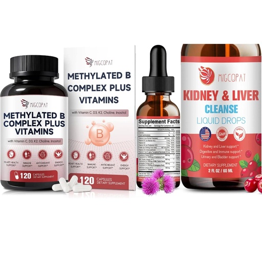 [BRSREZIRAQDWKDTO] Migcopat Methylated Multivitamin Plus + Kidney & Liver Cleanse Detox Drops, Cranberry & Milk Thistle Supplement for Detox & Repair, 60ml