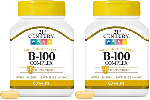 [BRSRAY3RO54B4HL2] 21st Century B 100 Complex Prolonged Release Caplets, 60 Count (Pack of 2)