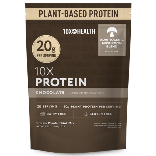 [BRSREYYRA57AYELV] 10X Health Vegan Protein Powder - Plant-Based Protein Powder with 20g Protein per Serving - Dairy Free, Gluten Free, Chocolate Flavor, 30 Servings