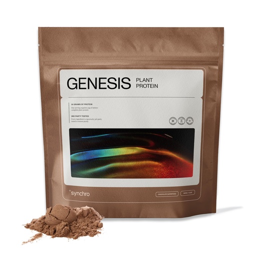 [BRSRAAI7BF7GC3T5] Synchro Genesis Plant Based Protein Powder | Chocolate Superfood | 30g of Organic Protein Per Serving | <1g Sugar | 1g Net Carbs | No Stevia | Superfoods + Prebiotics | Vegan + Keto Friendly